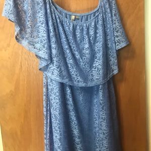 Light blue off the shoulder lace dress